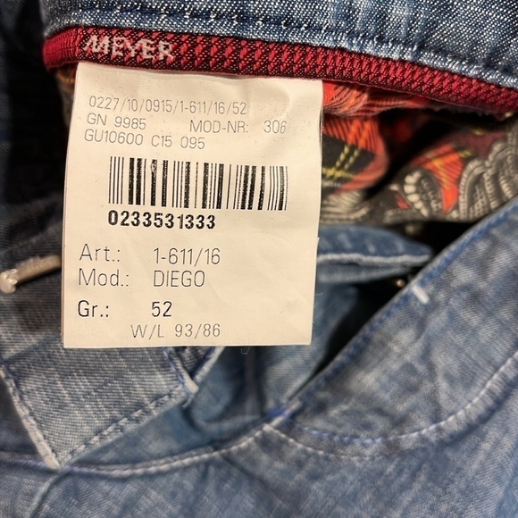 Meyer Hosen light blue stretchy  denim zip/slide clasp jeans with lined pockets - Picture 6 of 15